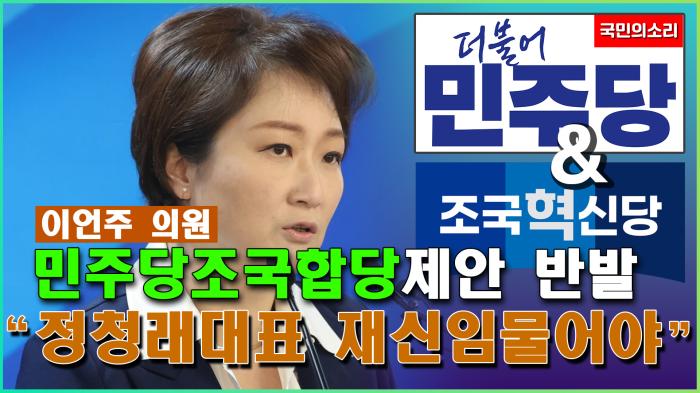 민주당 지도부 '조국혁신당 합당' 제안에 반발… 이언주 “정청래 대표 재신임 물어야” 기사 이미지